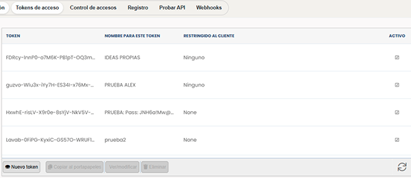 Configuración tokens de acceso a la API SCORM Configuración tokens de acceso a la API SCORM